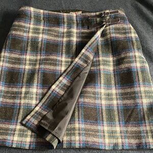 Boden tweed by Moon Plaid Pencil Skirt with Buckle Accents